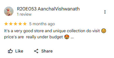 Google Review by Anitha Reddy - 5 Stars for Rushika Fashions